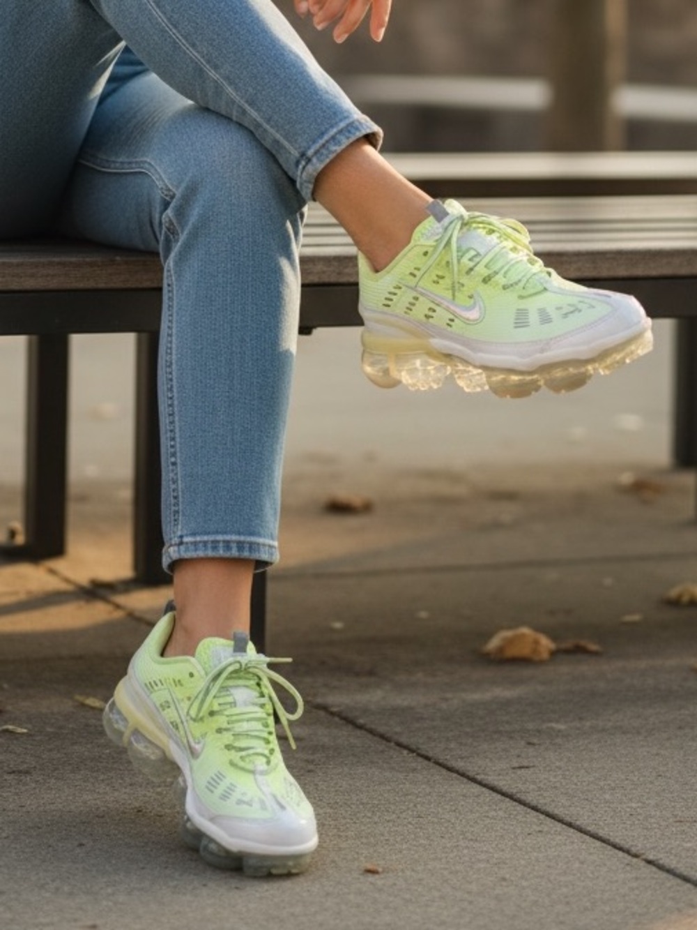 Nike Air VaporMax Neon Green and White 360 Style Running Shoes